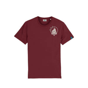 camiseta-burgundy-savannah-frontal Camiseta Burgundy Savannah de Flow Mico en color burdeos con logo Flow Mico bordado en pecho izquierdo