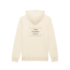 sudadera-natural-zen-cruda-trasera Vista trasera de la Sudadera Natural Zen en color crudo con texto Find Nature's Peace enmarcado en la espalda